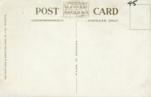 Vintage postcard with "post card" and "canada" stamp